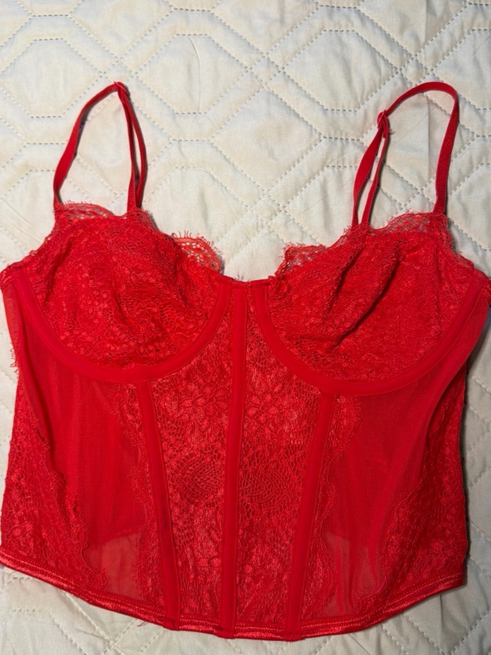 White Fox Boutique Red Lace Bustier Top